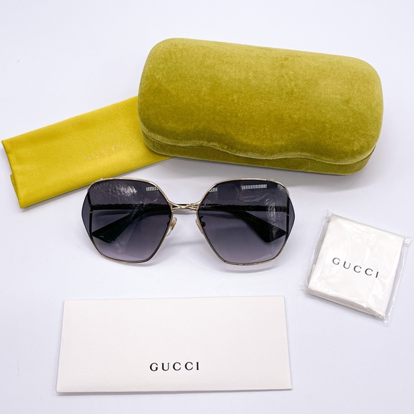 NEW GUCCI GG0818SA 001 WOMEN’S SUNGLASSES GUCCI GG0818SA GREY EYEWEAR - Picture 9 of 12